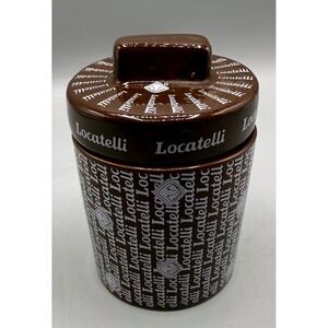 Locatelli Pecorino Romano Brown Ceramic Canister Storage Jar with Lid 5"